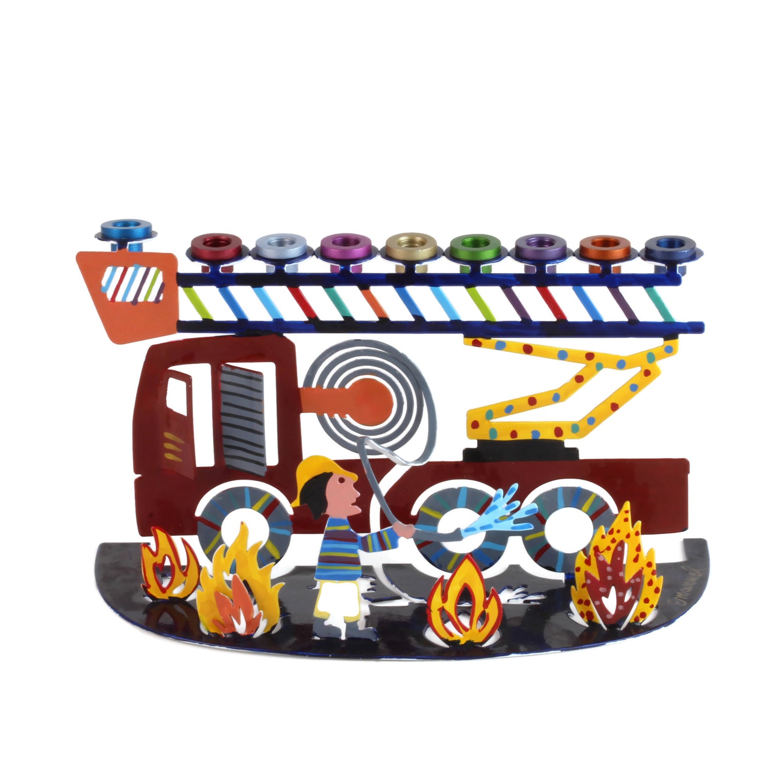 Metal Menorah, Fire Truck