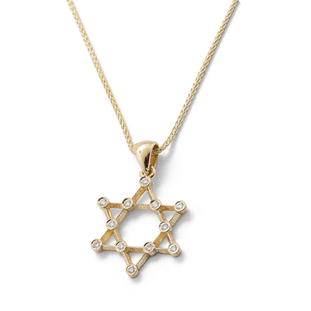 Necklace, Star with 12 Diamonds, 14K Yellow Gold, Includes 18" Adjustable Chain