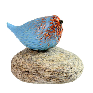 Awaken, Textured Ceramic Bird on Stone, One-of-a-Kind Sculpture