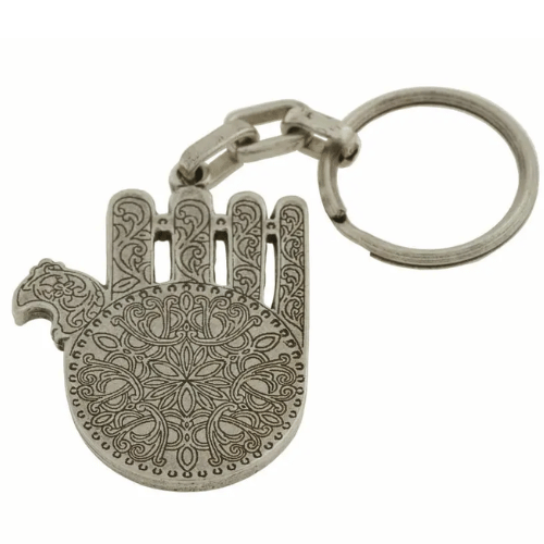 Keychain, Hamsa, Silver Plate