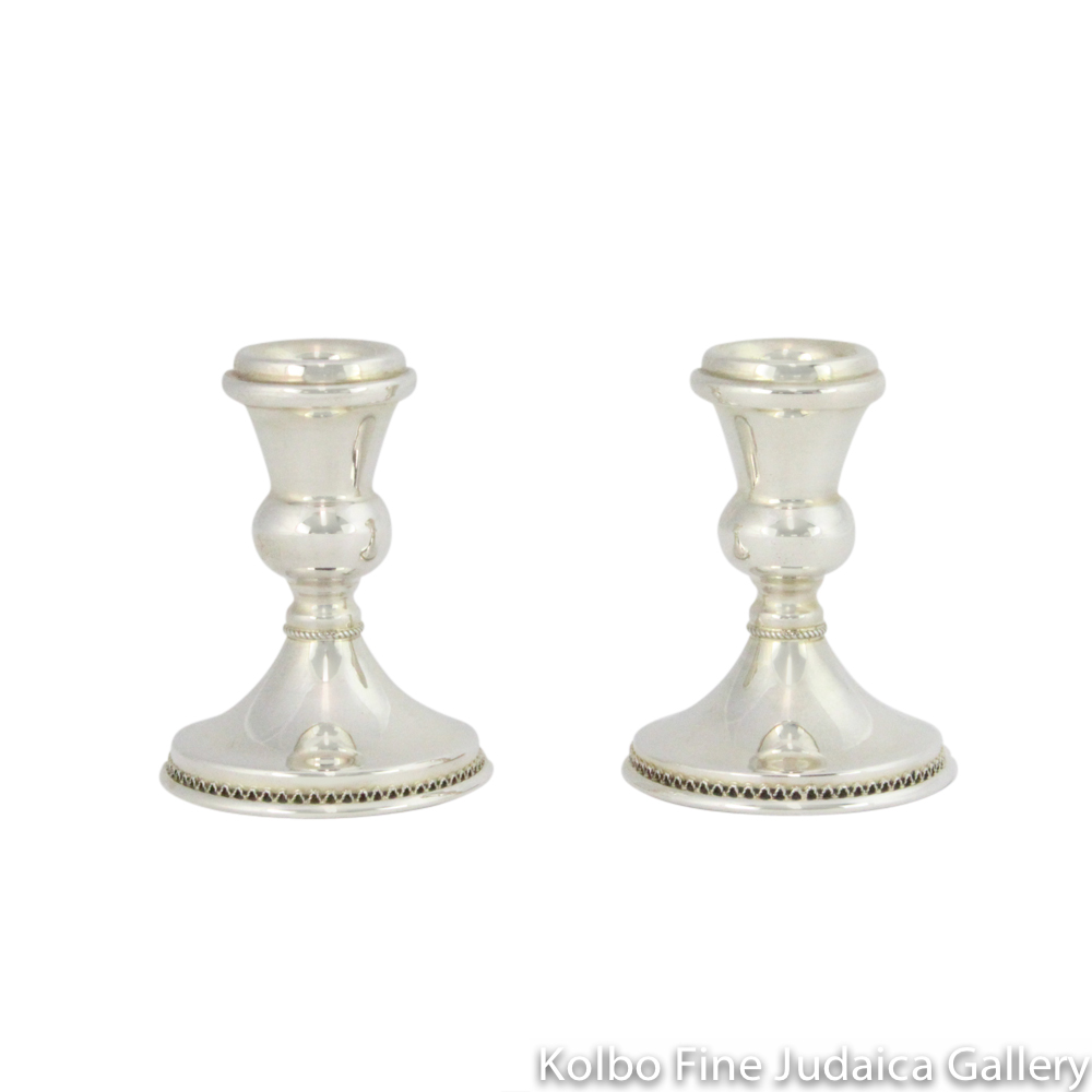 Candlesticks, Petite Traditional Style with Filigree on Base, Sterling Silver