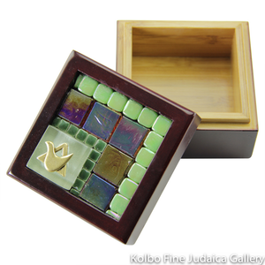 Jewelry Box, Green Mosaic with Charm, Each Piece is Unique