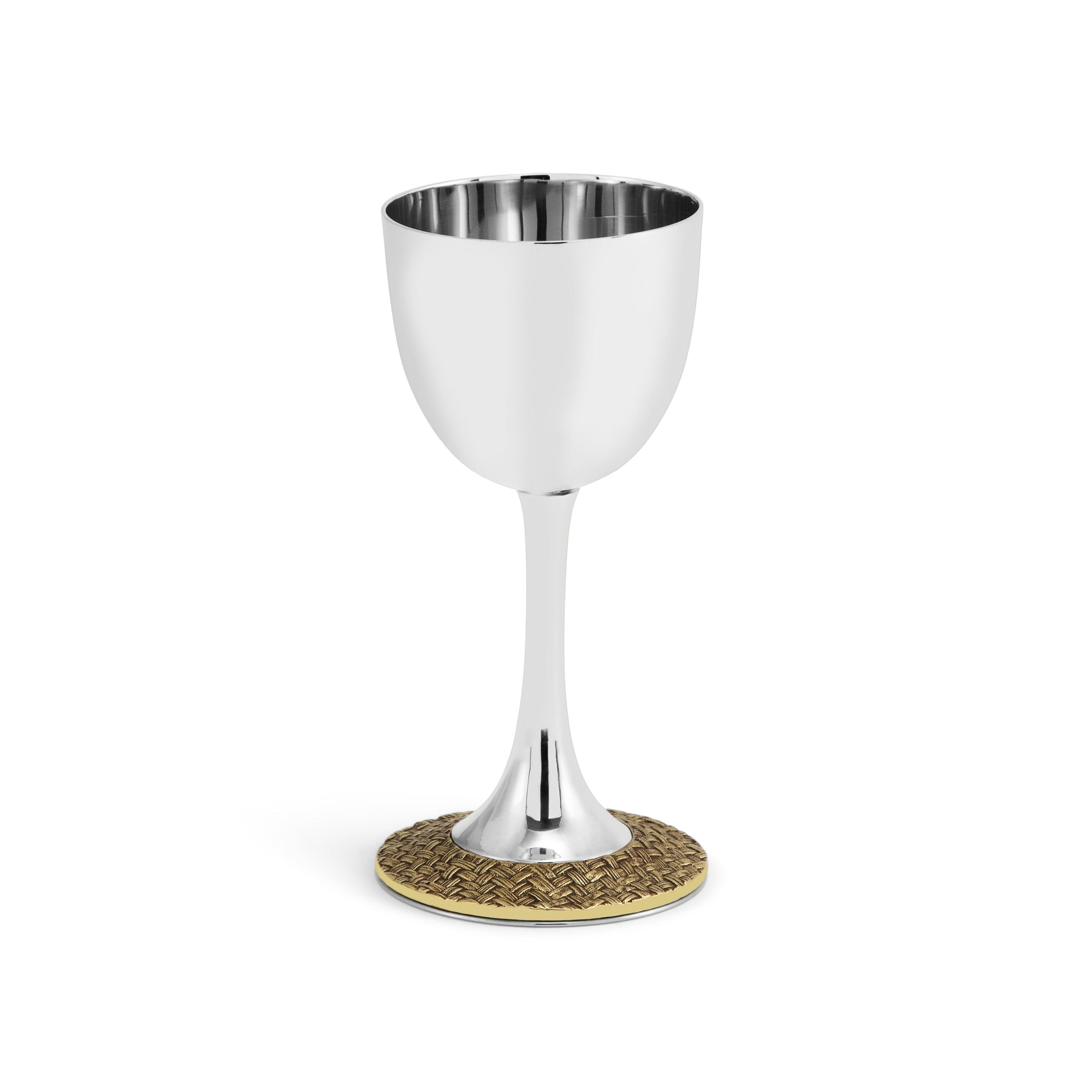 Kiddush Cup, Palm Design, Brass and Polished Stainless Steel