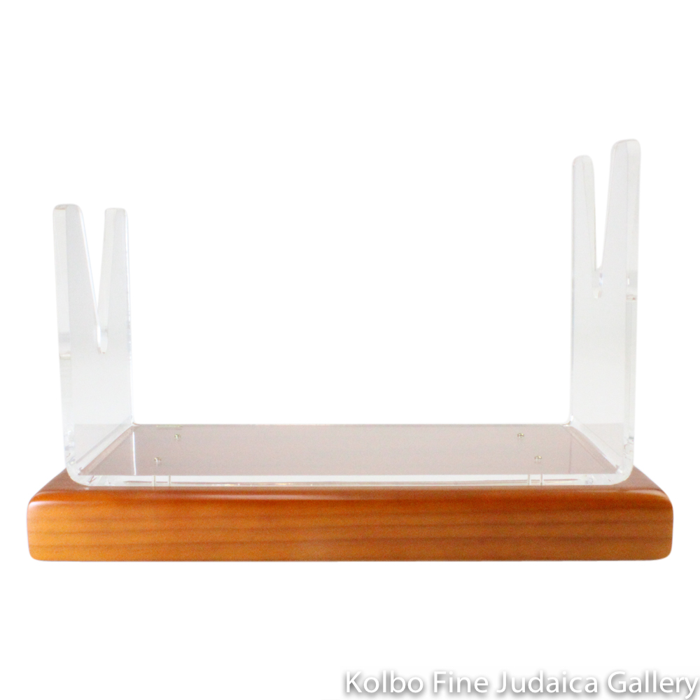 Shofar Stand, Large, Lucite with Wood Base