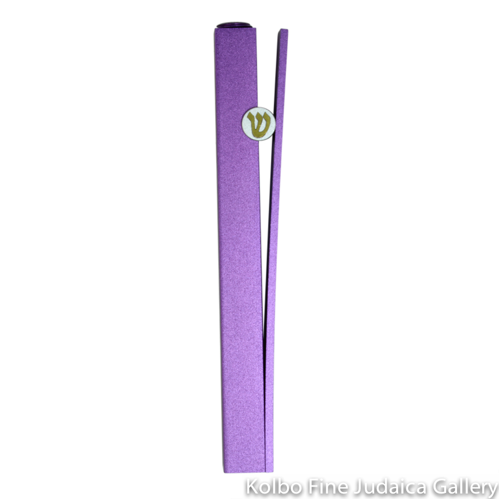 Mezuzah, Split Design in Purple, Anodized Aluminum