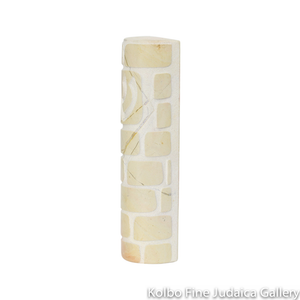 Mezuzah, Rounded Western Wall with Shin, Natural Jerusalem Stone