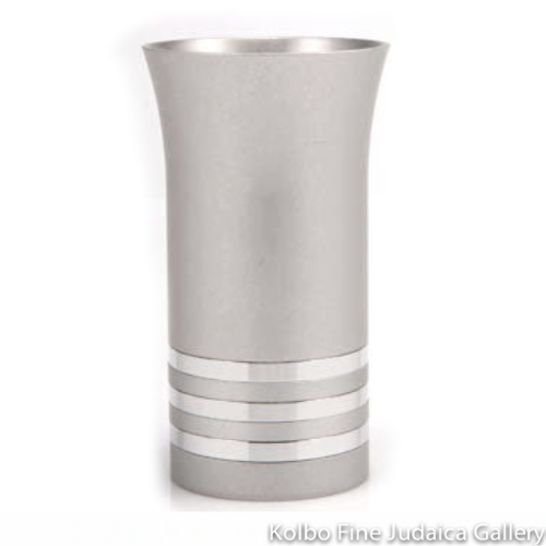 Kiddush Cup, Silver Anodized Aluminum with Three Silver Metal Rings