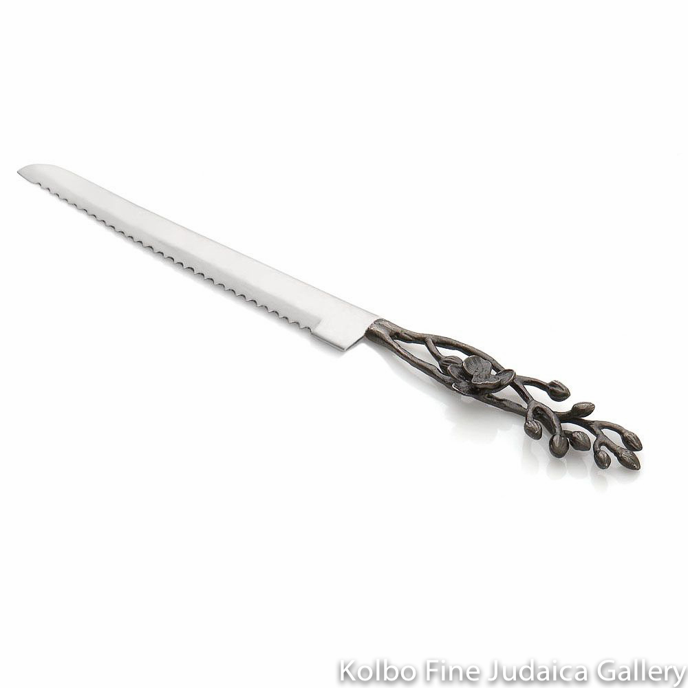 Challah Knife, Black Orchid Design, Black Nickel Plate, Stainless Steel