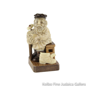 Collectable, Shoemaker in Shtetl Scene, Hand-Carved from Tagua Nut and Wood