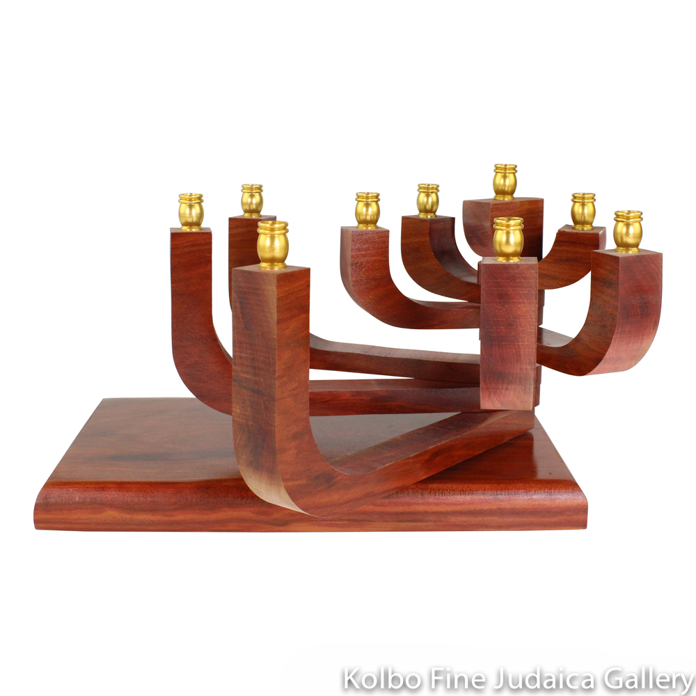 Menorah, Kinetic Design with Movable Arms in Redheart Wood