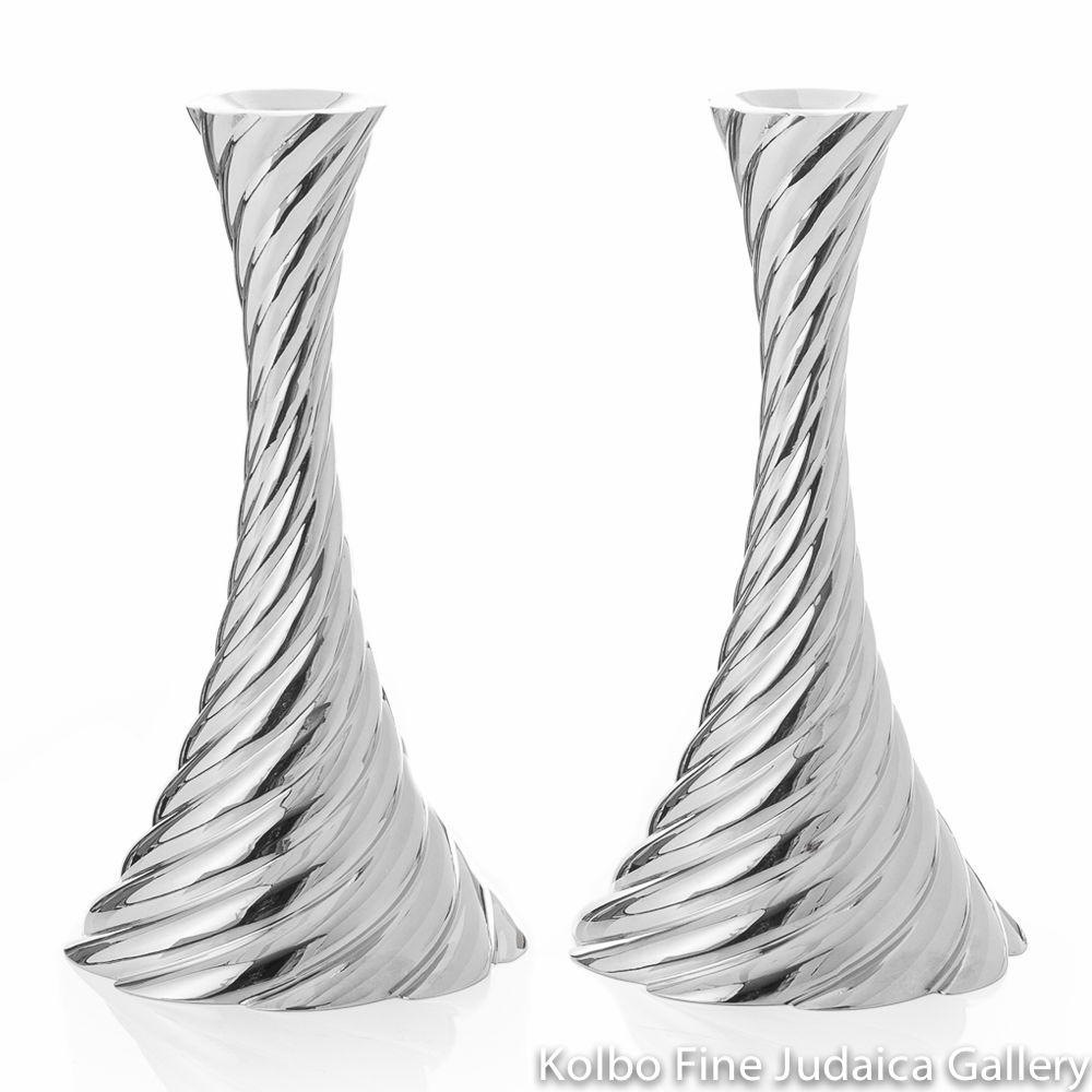 Candlesticks, Twist Design, Nickel Plate