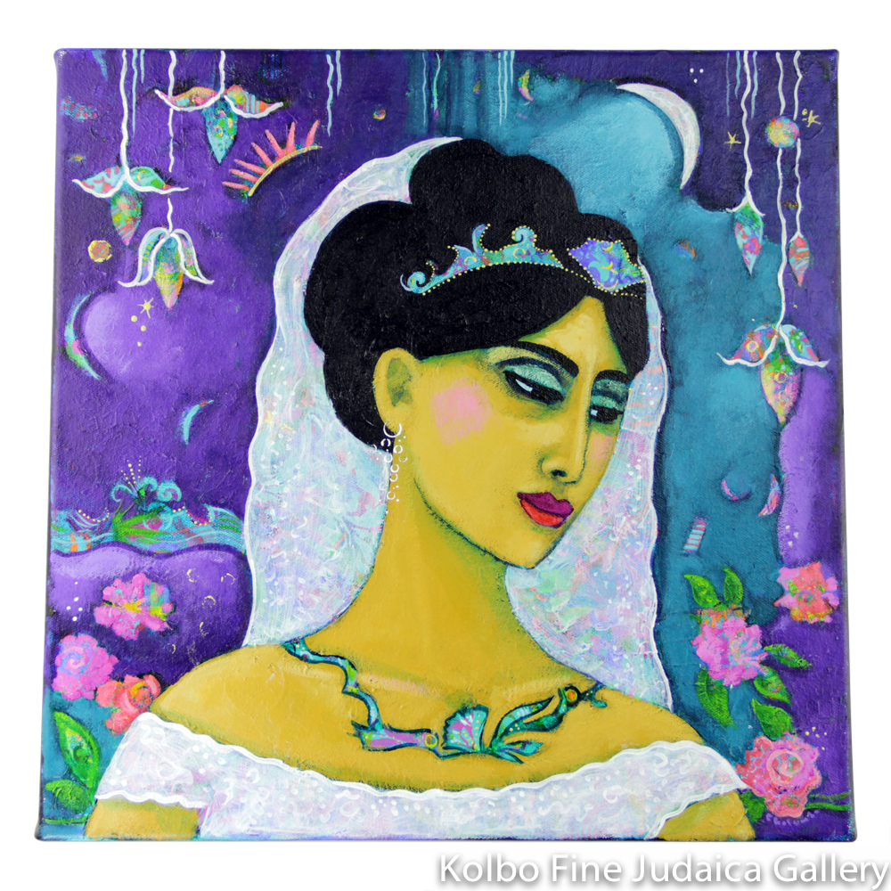 The Sabbath Bride, The Sabbath Queen I, One-of-a-Kind Acrylic Painting 16’’ x 16’’