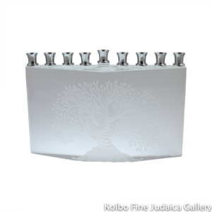 Menorah, Crystal, Tree of Life Design, Triangular Base