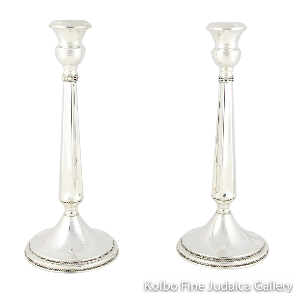 Candlesticks, Traditional and Angular Style, Sterling Silver, Extra Tall