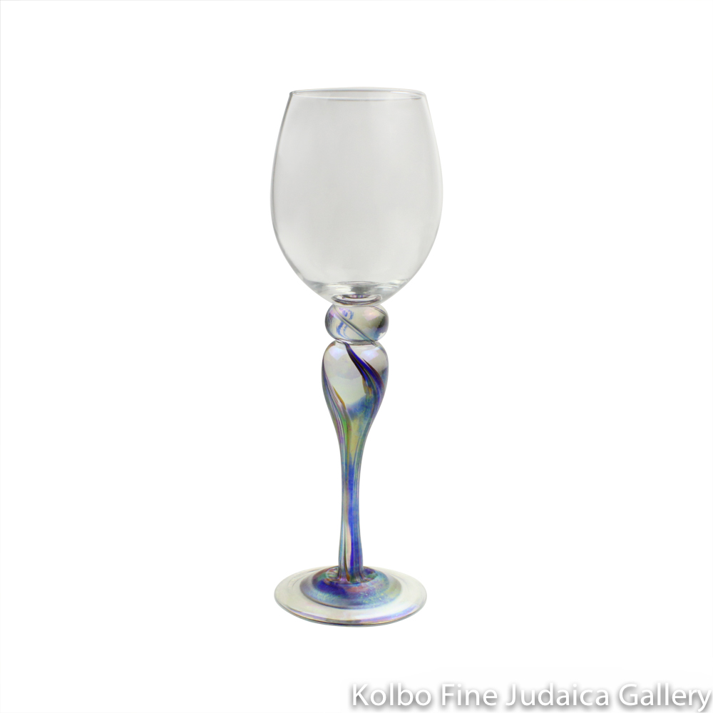 Kiddush Cup, Iridescent Rainbow Design, Hand-Blown Glass
