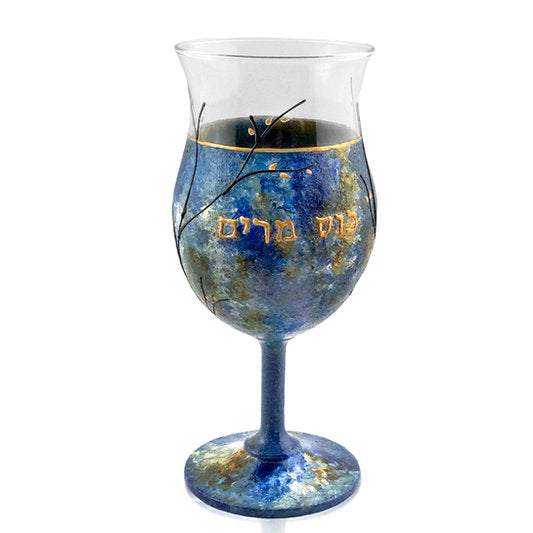 Miriam's Cup, Hand Painted with Blue and Green Tones