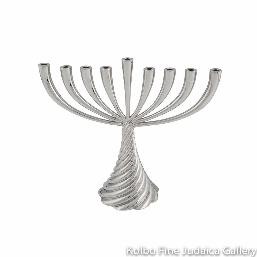 Menorah, Twist Design, Nickel Plate
