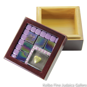 Jewelry Box, Purple Mosaic with Charm, Each Piece is Unique