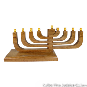 Menorah, Brazilian Cherry Wood, Kinetic Design with Movable Arms