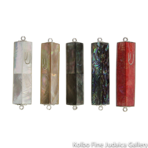 Mezuzah, Triangular with Bronze Mother Of Pearl and Sterling Silver, Small