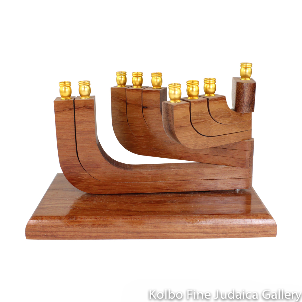 Menorah, Kinetic Design with Movable Arms in Bubinga Wood