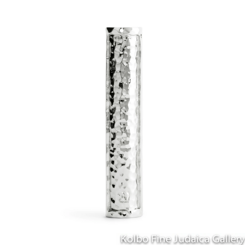 Mezuzah, Hammered Sleek Design, Nickelplate