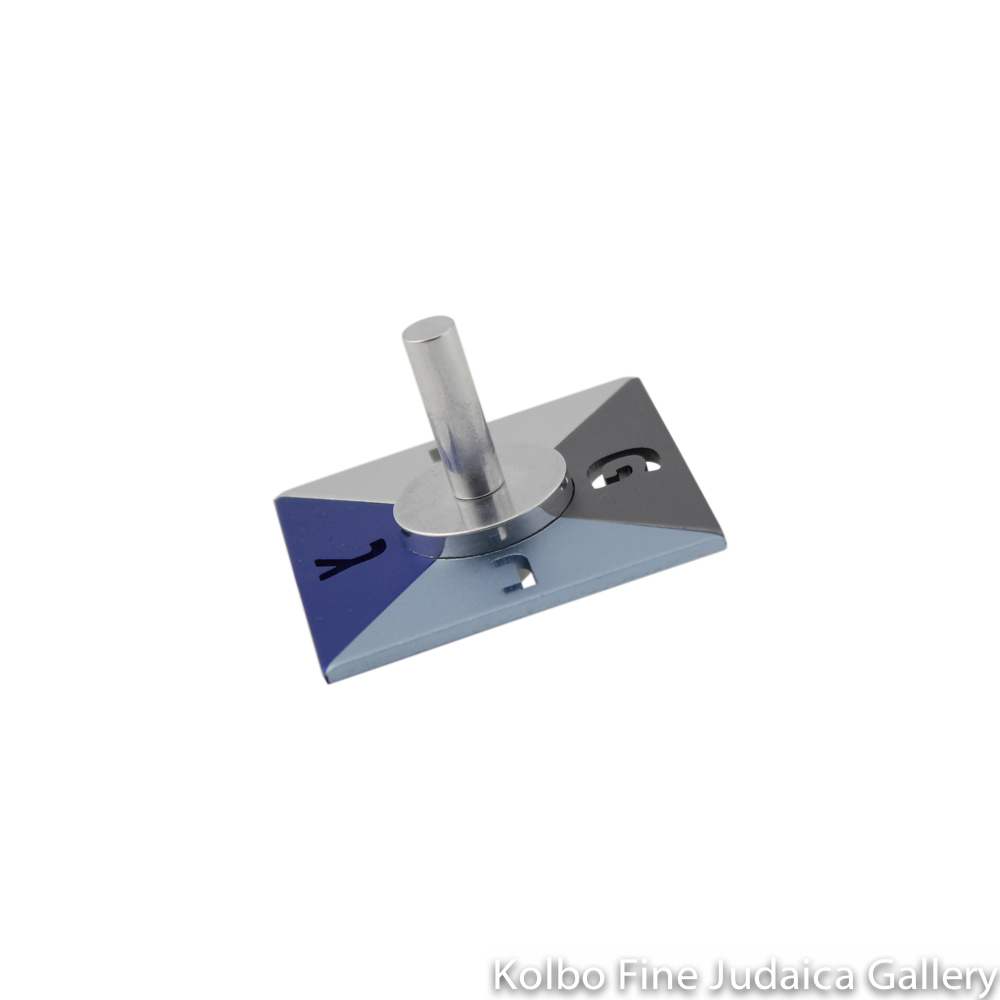 Dreidel, Square Design, Blue & Silver Toned Anodized Aluminum