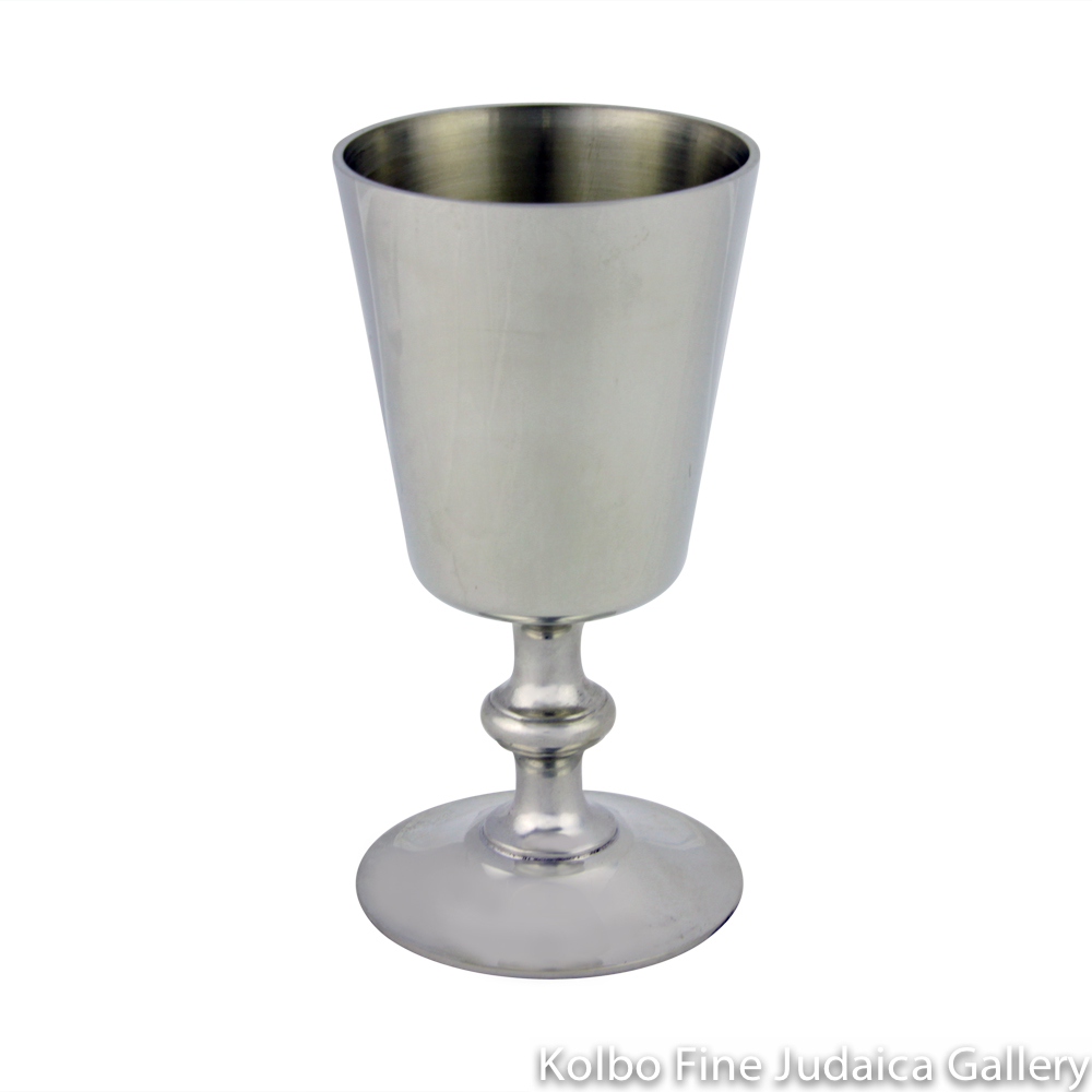 Kiddush Cup, Traditional Style with Straight Top, Pewter