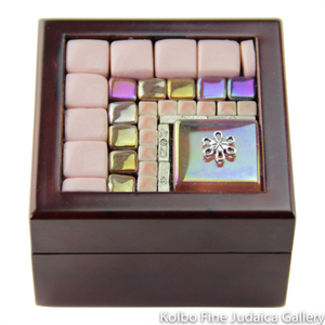 Jewelry Box, Pink Mosaic with Charm, Each Piece is Unique