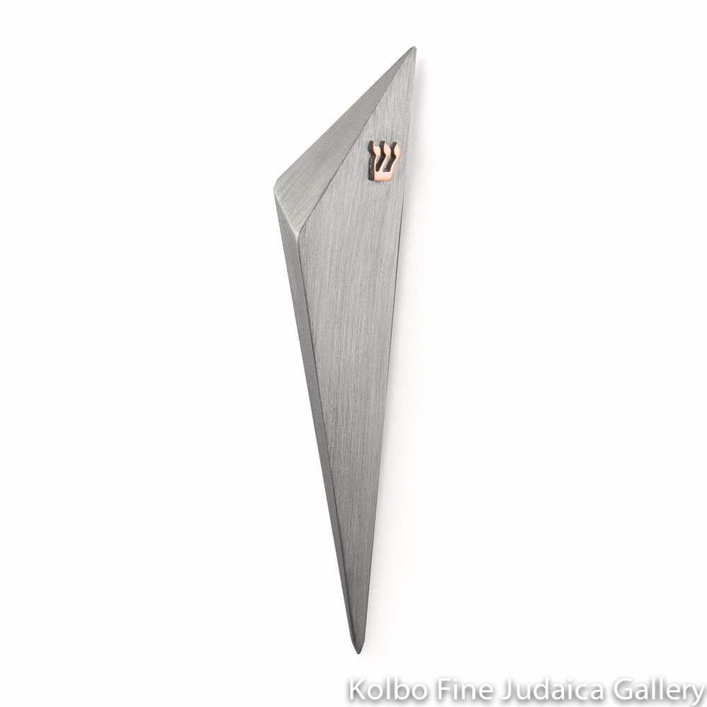 Mezuzah, Sanded Pattern, Pewter with Copper Shin