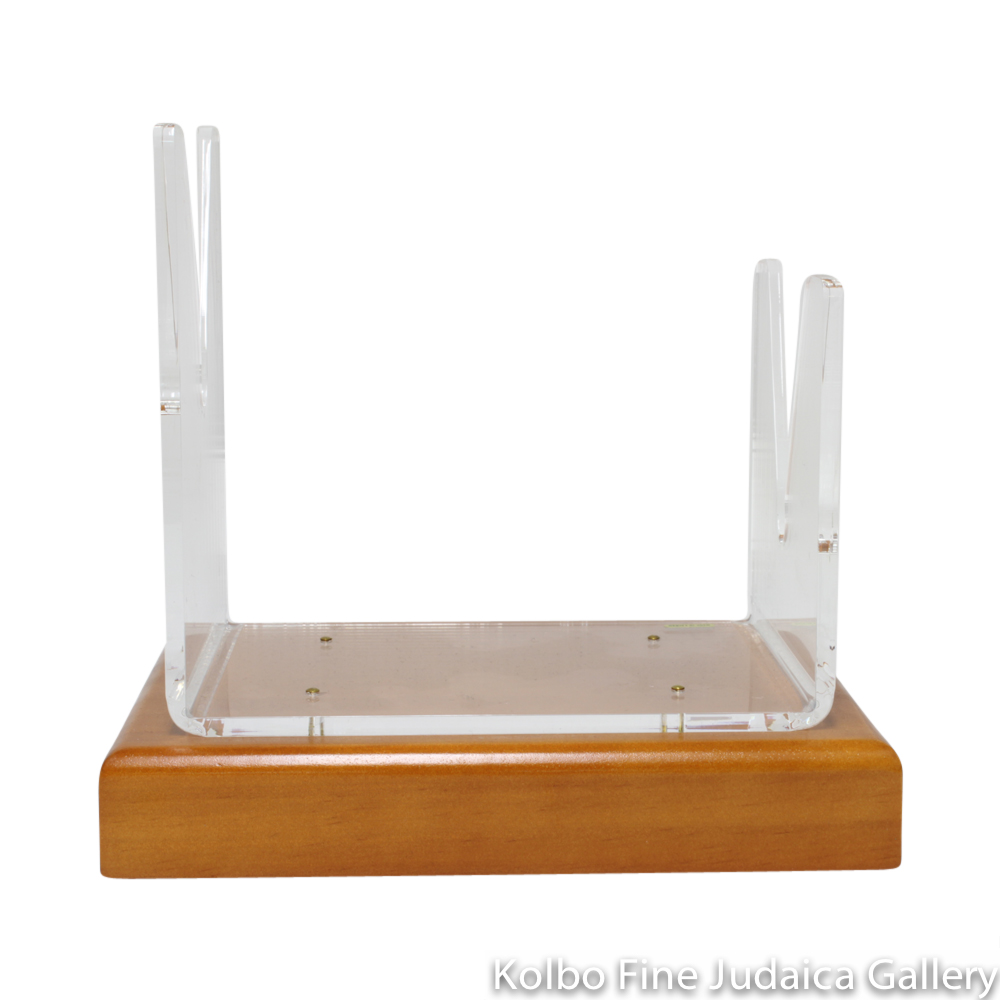 Shofar Stand, Small, Lucite with Wood Base