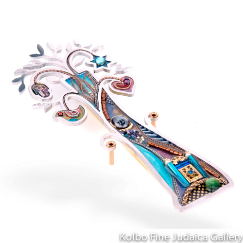 Mezuzah, Tree Of Life, Resin on Stainless Steel