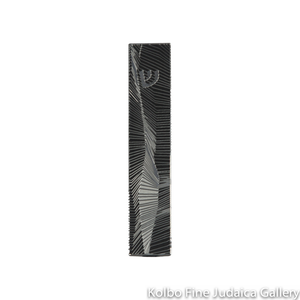 Mezuzah, Cut Out Modern Geometric Lines Design, Stainless Steel on Black Background