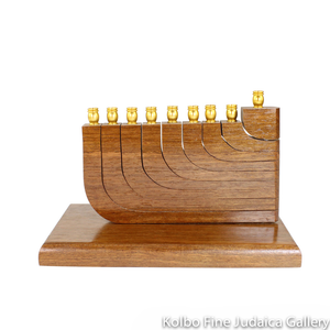 Menorah, Brazilian Cherry Wood, Kinetic Design with Movable Arms