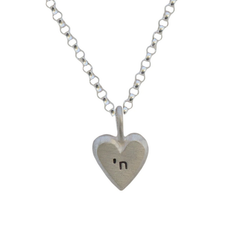 Necklace, Heart with Tiny Chai, Sterling Silver