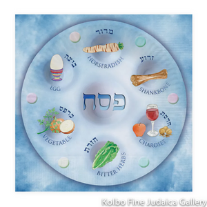 Napkins for Passover, Seder Plate in Blue, Includes 20 Paper Napkins