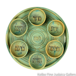 Seder Plate with Bowls, Ceramic with Patina Glaze