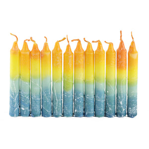 Shabbat Candles, Rainbow Colors, Includes 12 Tapered Candles, Made in Israel