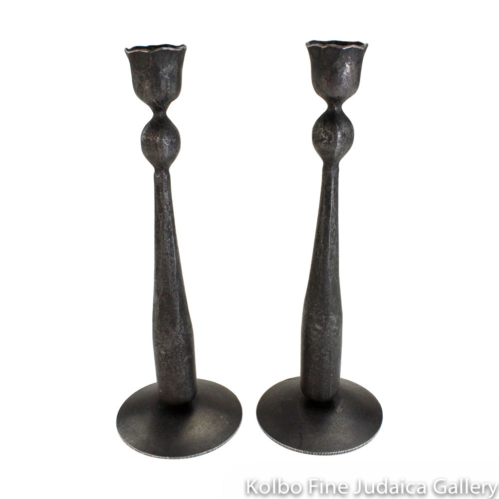 Candlesticks with Ball Taper, Nine Inches, Wrought Iron