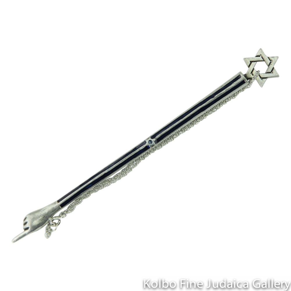Yad, Dark Blue Racing Stripe Design, Pewter with Enamel