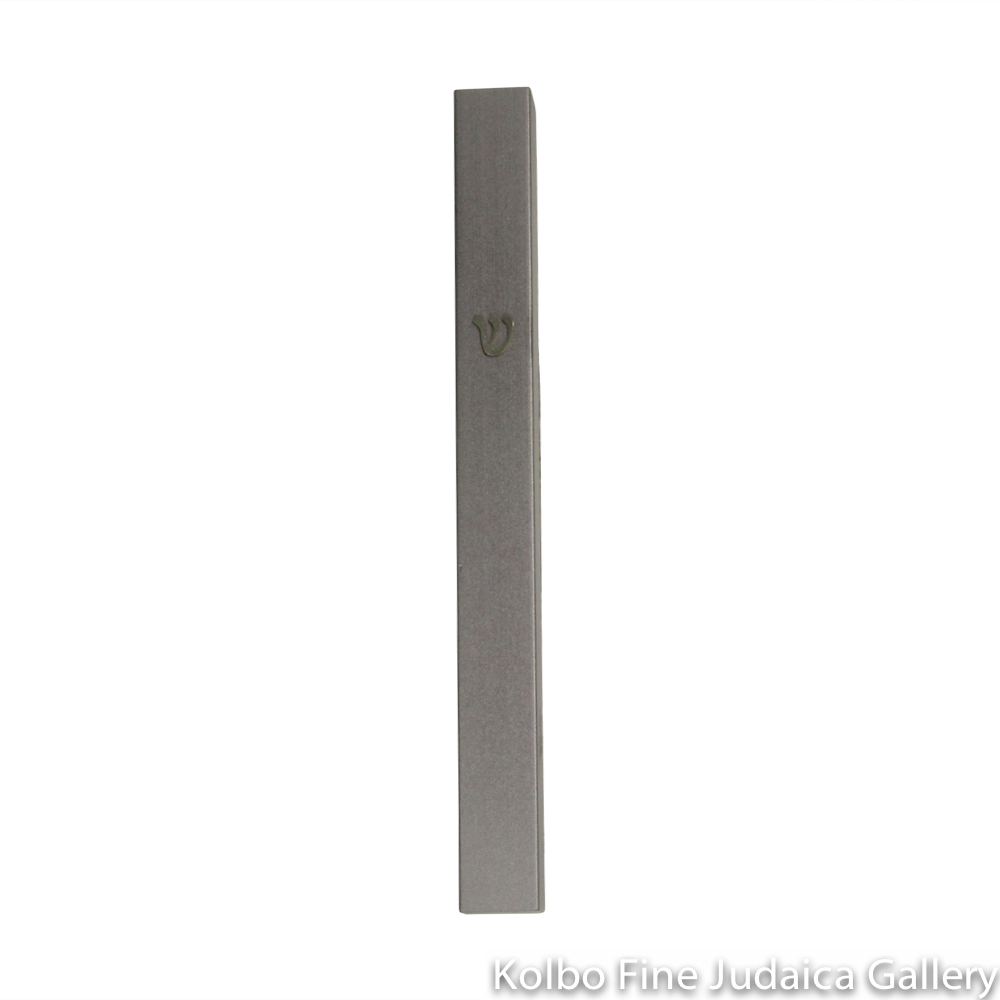 Mezuzah, Thin, Gray Anodized Aluminum, with Shin