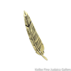 Mezuzah, Feather Design in Brass
