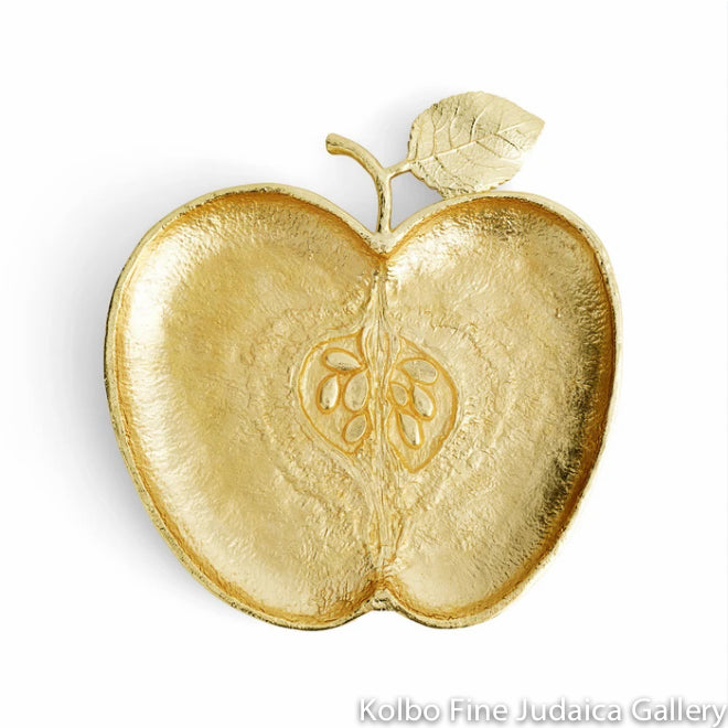 Apple Shape Serving Dish, Goldtone