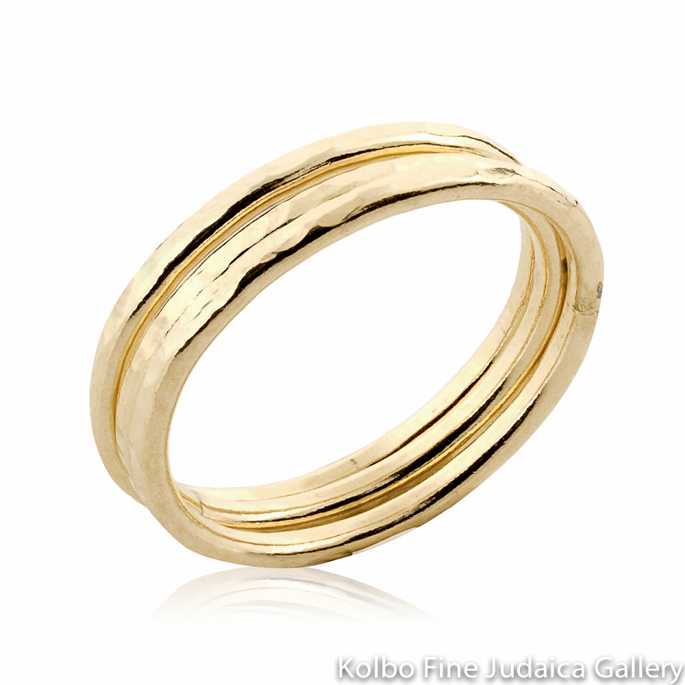 Ring Set, Thin Hammered Bands, Gold-Filled