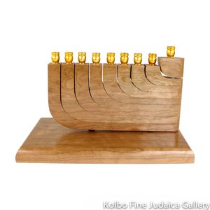 Menorah, Kinetic Design with Movable Arms in Cherry Wood