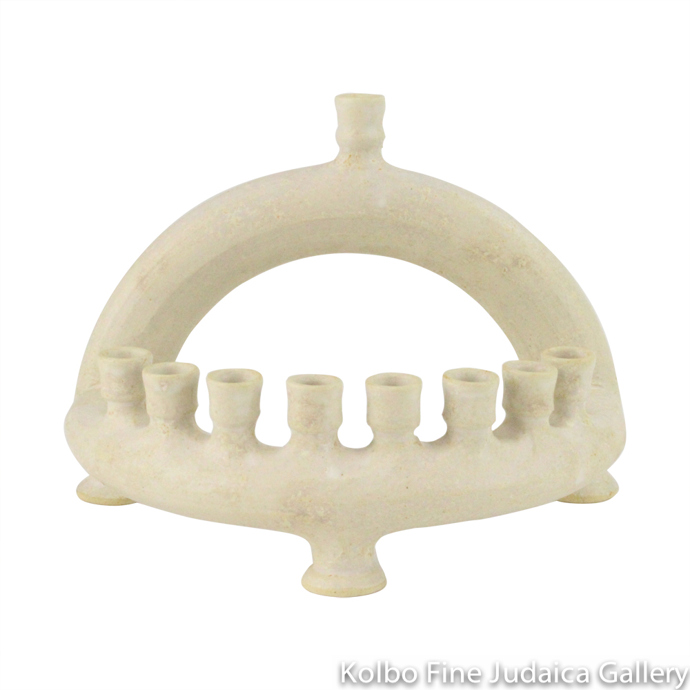 Menorah, Semi-Circular Design with Matte Glaze, Ceramic