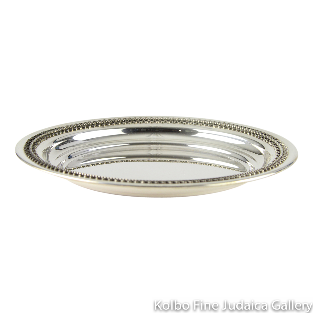 Saucer for Kiddush Cup, Round with Detailed Filigree, Sterling Silver, Medium
