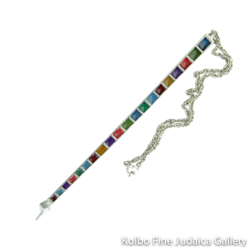 Yad, Multicolored Squares Design, Pewter with Enamel