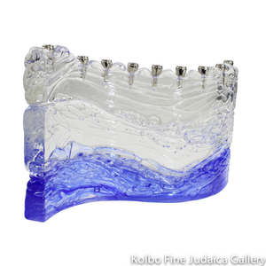 Menorah, Glass Wave with Blue Base