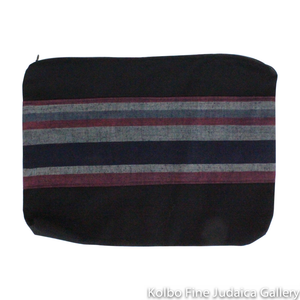 Tallit Set, Sunset Tones of Black, Burgundy, and Gray, Hand-Spun Cotton and Silk, with Bag, Ethically and Sustainably Made